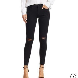 Mother Denim distress black skinny jeans